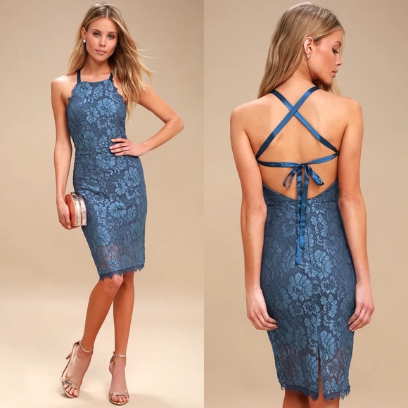 wishful wanderings blue lace bodycon midi dress Lulus Wishful Wanderings Grey Lace Midi Bodycon Dress